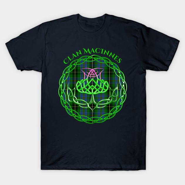 MacInnes Scottish Tartan Celtic Thistle T-Shirt by CelticFlame